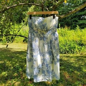 Gap strapless dress in blue floral